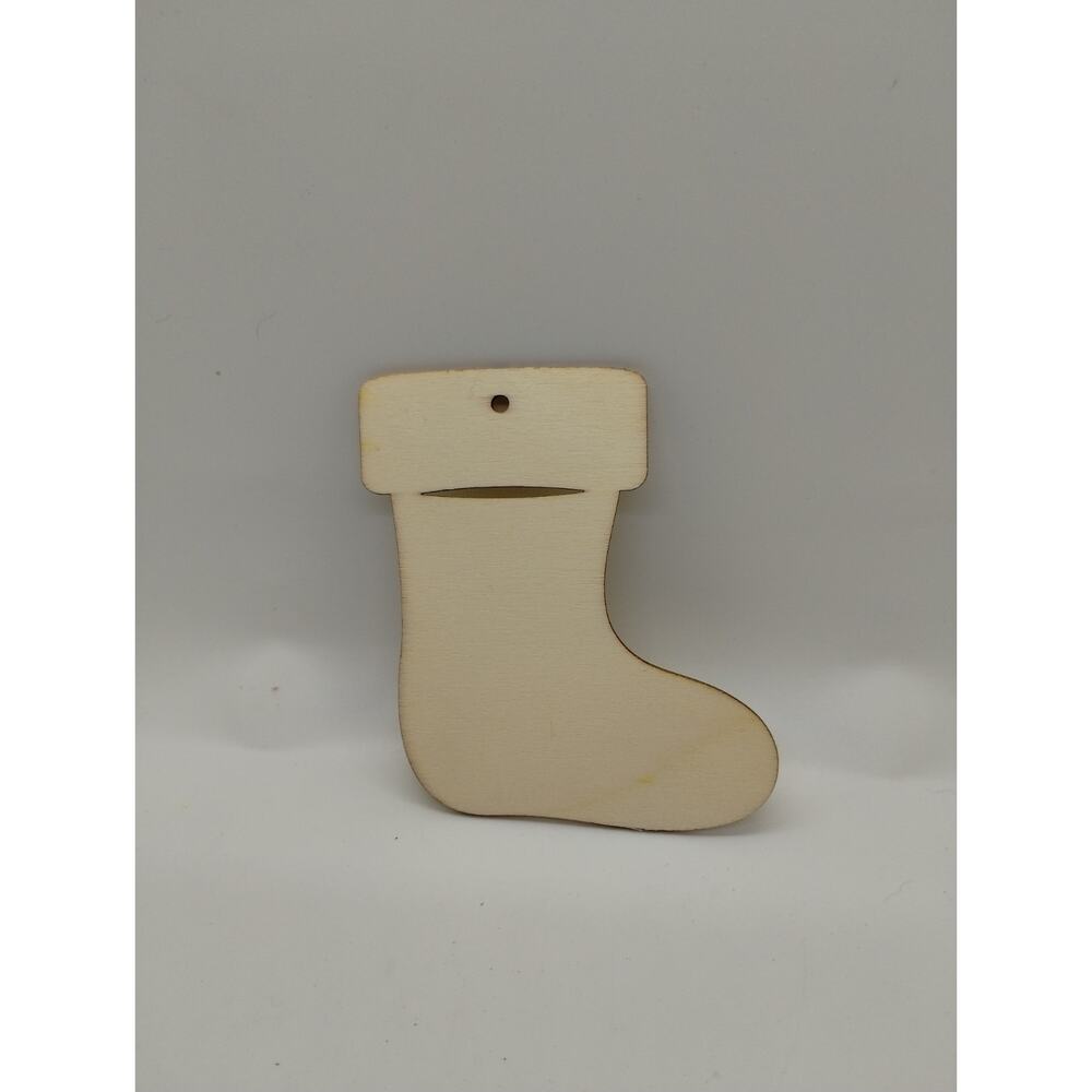 Set of 10 Stockings - 3.85" Laser Cut Out Unfinished Wood Shape Craft Supply